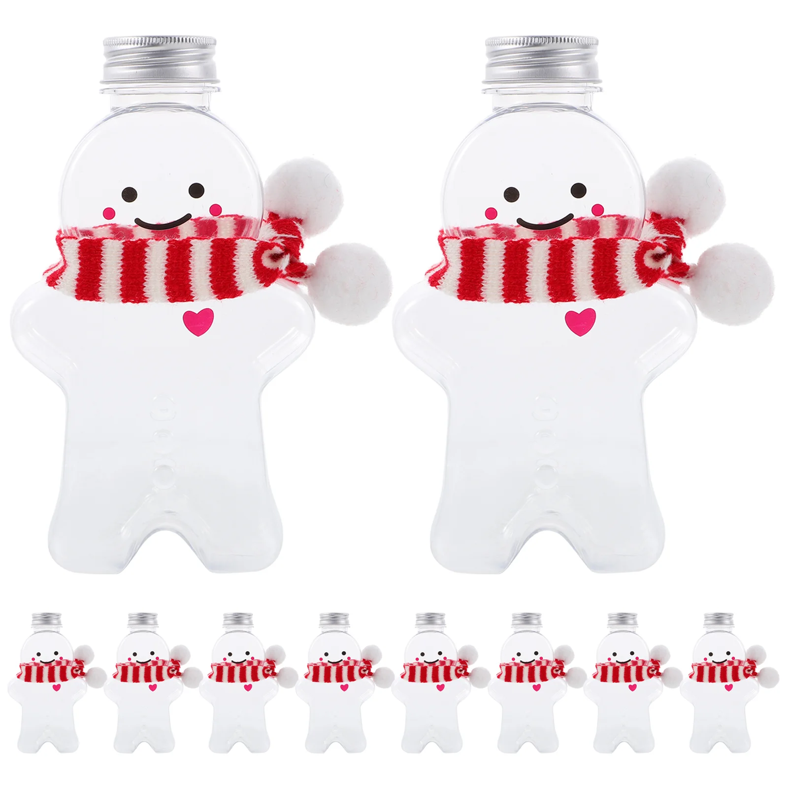 10 Sets Gingerbread Man Candy Jars Christmas Drink Bottle Water Bottles Milk Tea The Pet Empty Juice