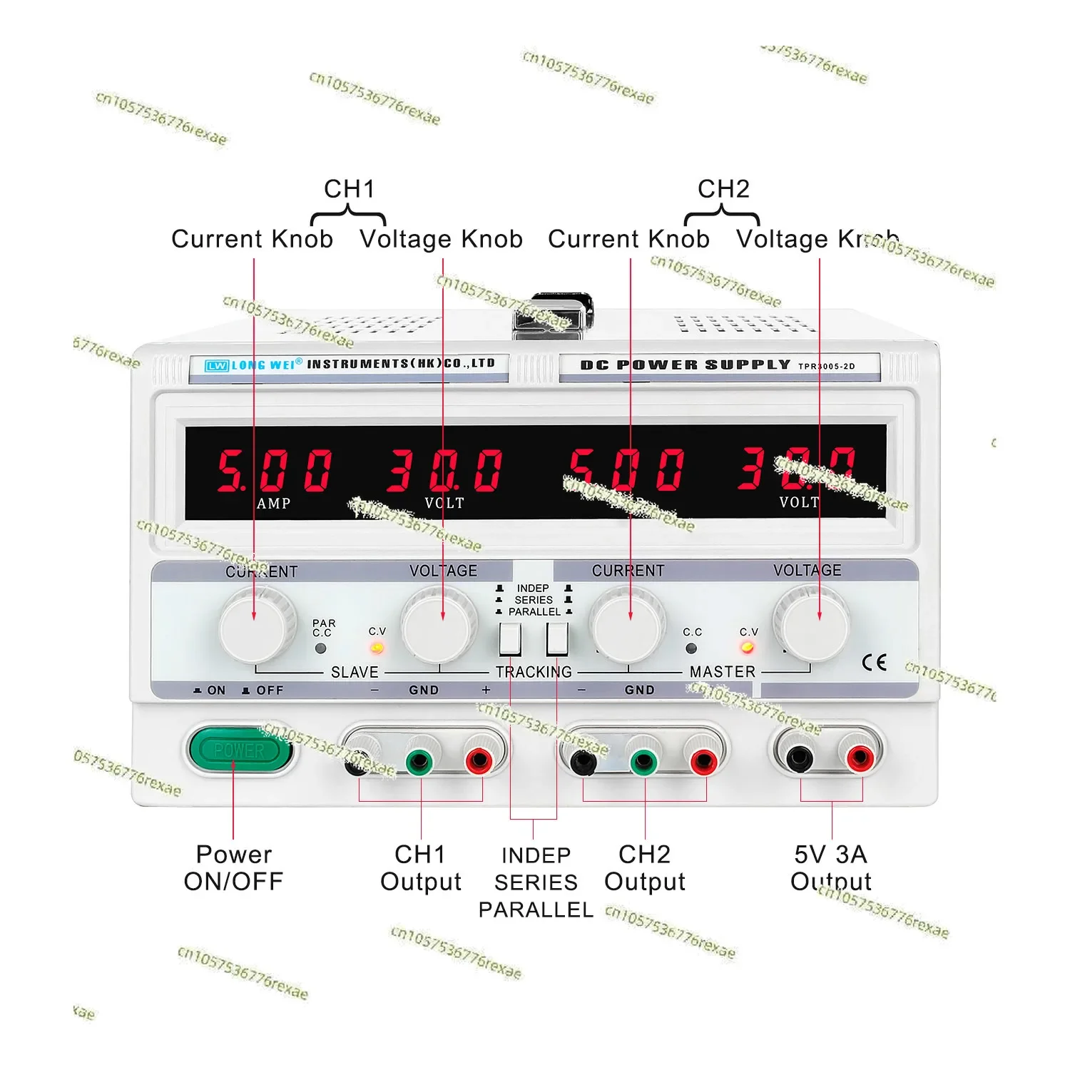TPR-3005-2D 30V 5A DC Regulated Power Supply Adjustable Switch DC Benchtop Function  LED Display