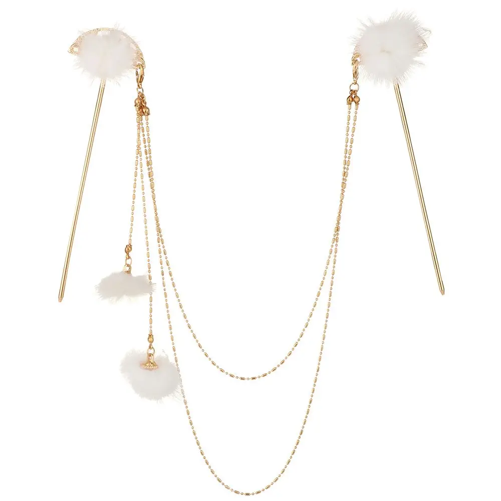 Women Jewelry Retro Pearl Tassel Hair Fork Double Strand Hairpins Hair Sticks Headdress