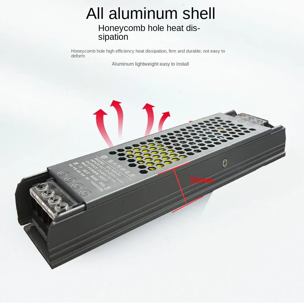 DC12V 24V Ultra cienki zasilacz światła LED 60W 100W 150W 200W 300W 400W Adapter transformatora do sterownika AC180V-260V COB LED Strip