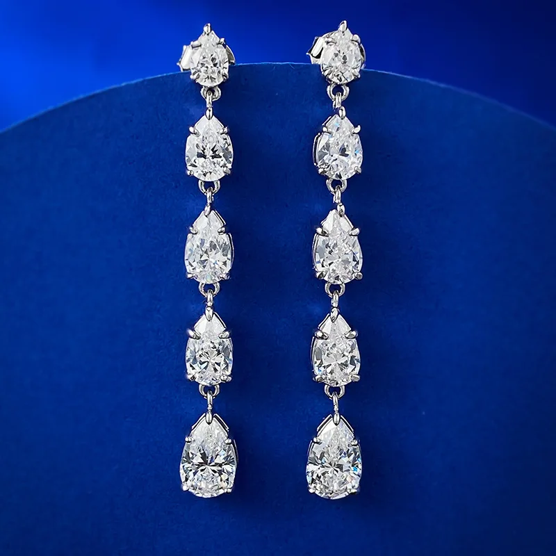 

All moissanite pear Cut Full Moissanite Drop Earrings for Women 18k Plated S925 Sterling Silver Jewelry Wedding Earring