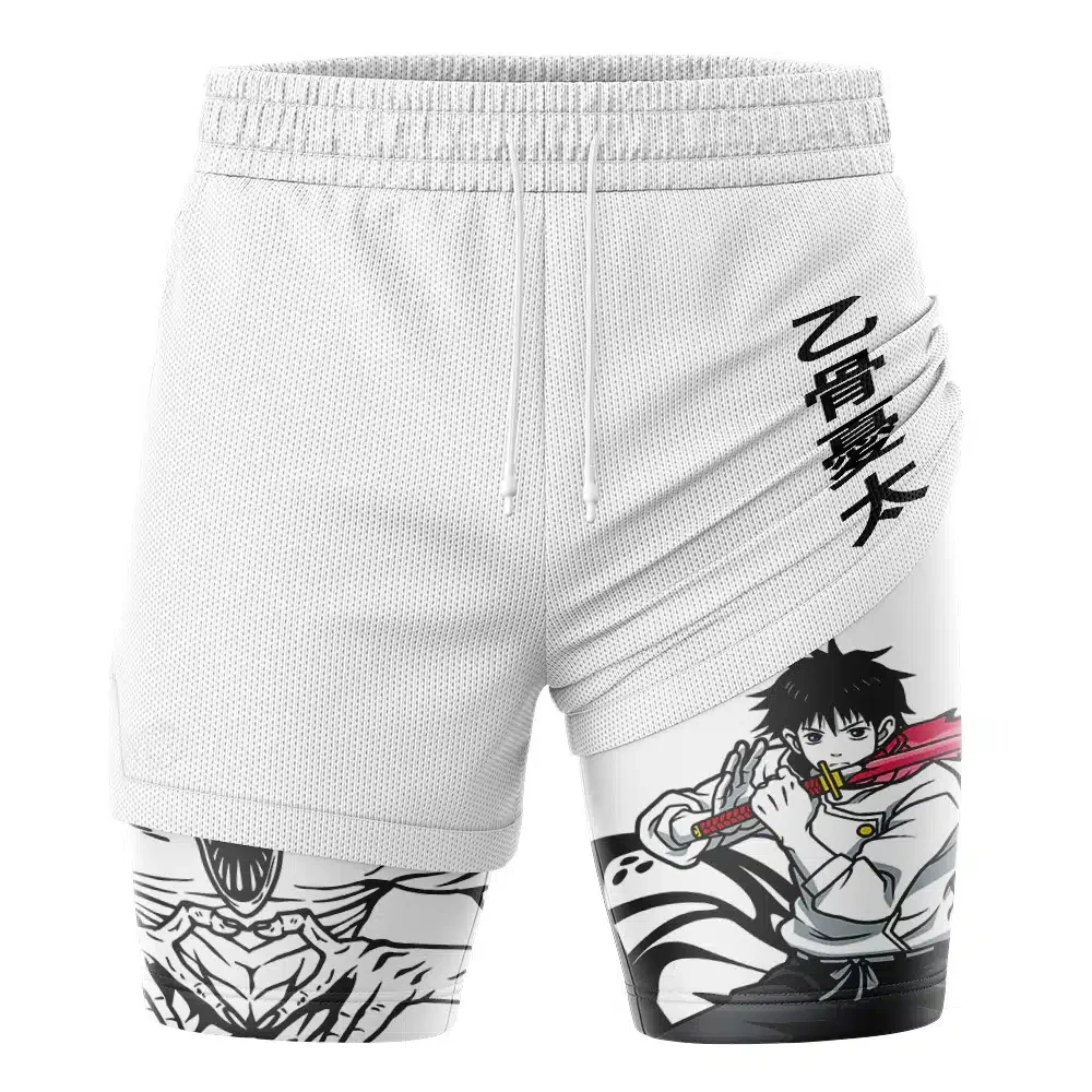 Pantalones Cortos de Gimnasio 2 en 1 con Compresión, Inspirados en Jujutsu Kaisen Yuta Okkotsu, Verano 2026, con Estampado de Personajes y Malla Transpirable para Entrenamiento