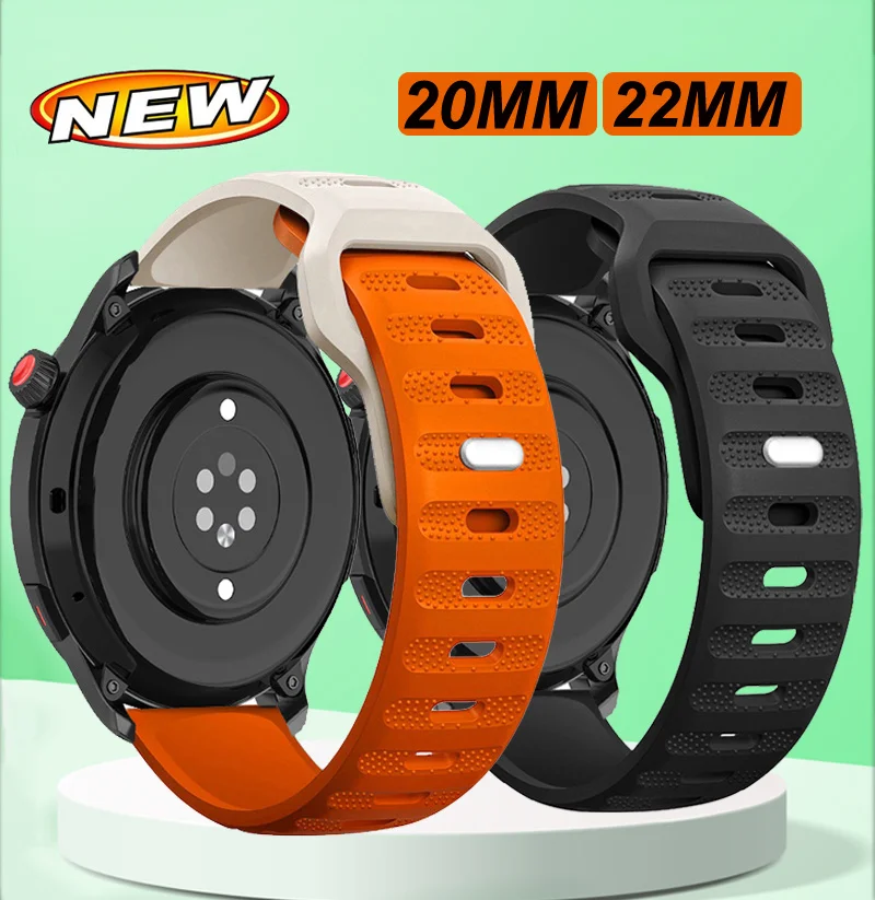 18 20 22mm Watch Strap For Amazfit Bip 3 3Pro GTR 2 3 4 GTS 2e 4 4mini Silicone Band For Samsung Galaxy Watch3 4/5/5Pro 42 46MM