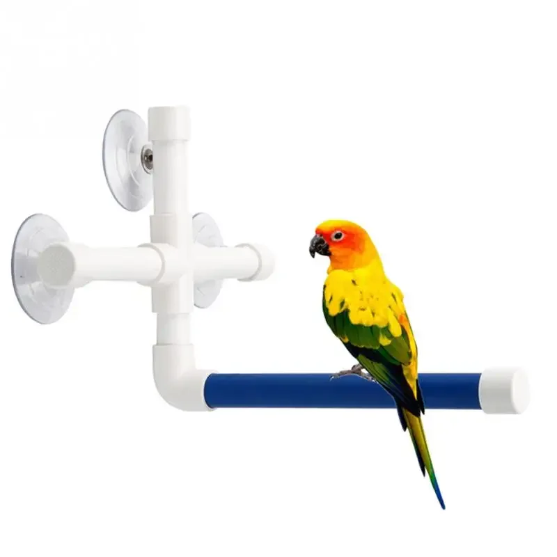 Pet Birds Folding Shower Perches Toys Bird Bath Standing Platform Rack Wall Suction Cup Parrot Budge Paw Grinding Stand Toy