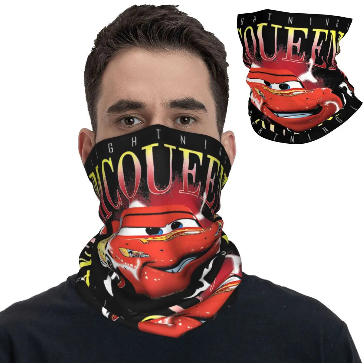 Smile Shiny Red McQueen Car Bandana Neck Cover Printed Wrap Scarf Multifunctional Headband Cycling for Men Women Adult Winter