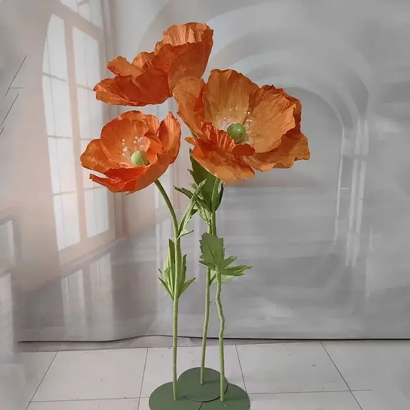 Marriage Giant Poppy Paper Flower Event Wedding Road Guide Artificial Flower Stand Party Backdrop Decor Home Stage Window Layout