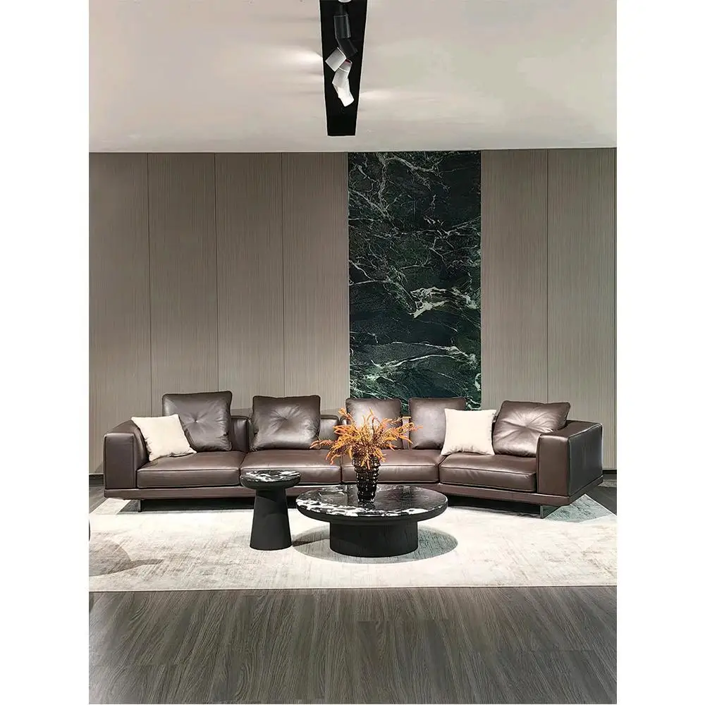 

Dylan Italian minimalist large flat floor living room small apartment straight row first layer cowhide corner