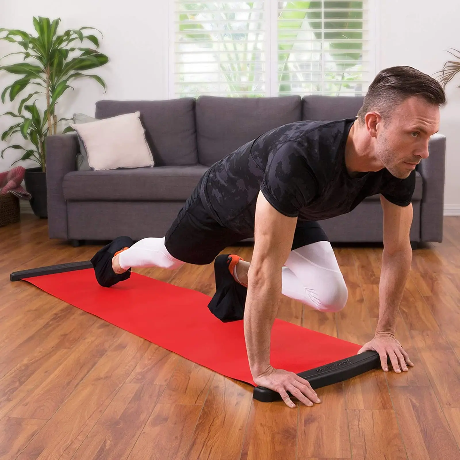 200cm Polypropylene Hockey Training Sliding Board With Booties Low Impact Workout Balance Trainer For Adults Under 1.8m Home Gym