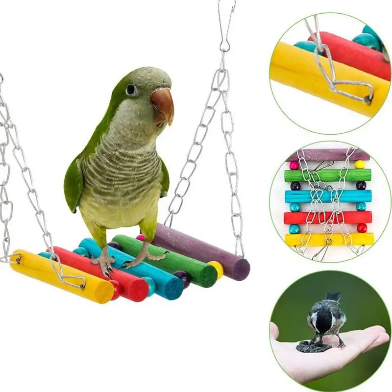 BIRD Chew ของเล่น Foraging Shredder ชุดของเล่น 8 ชิ้นหลากสี Parrot CAGE กัดของเล่น Parakeet ธรรมชาติของเล่นบันไดปีนเขานกแก้ว