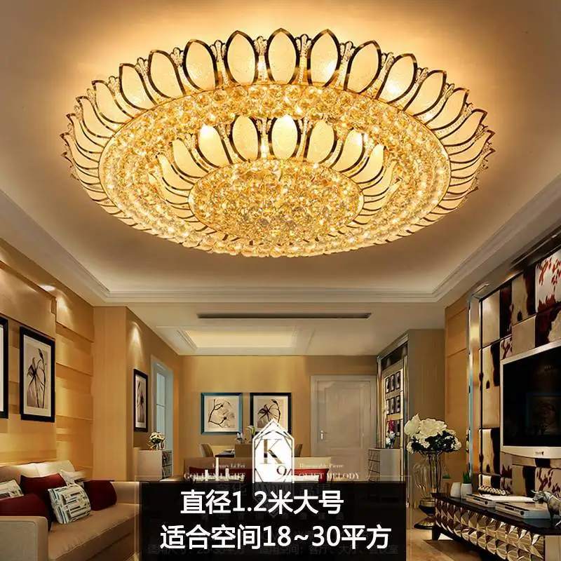 

Villa living room, bedroom, crystal ceiling lamp, lobby, palace, round lotus lamp, home modern light luxury room