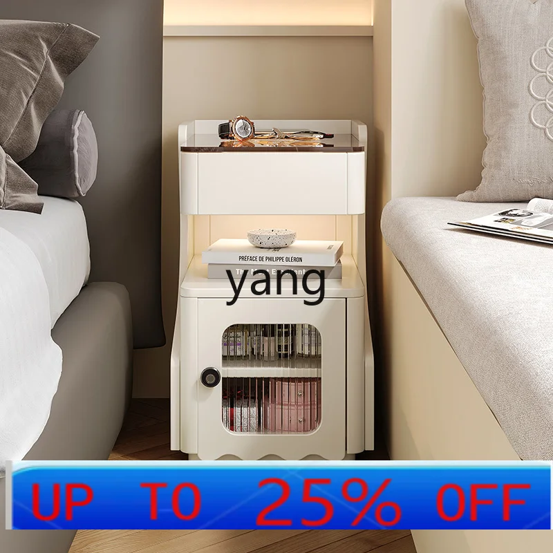 LH  Smart small bedside table with fingerprint lock bedroom solid wood high-end super narrow crevice cabinet