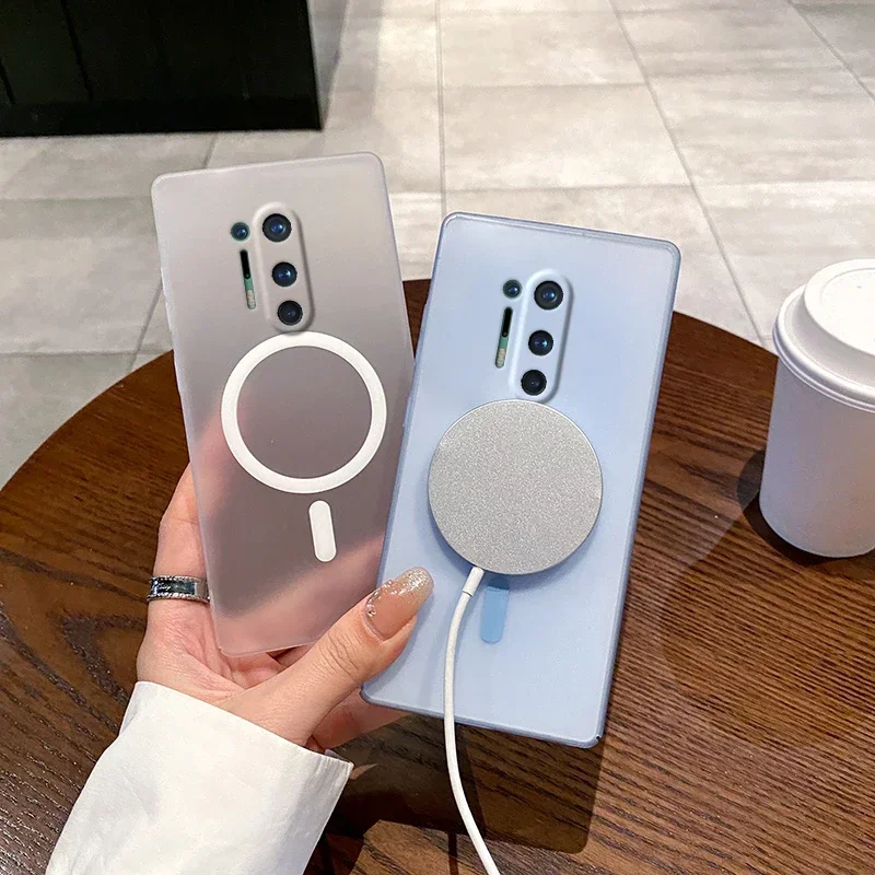 حافظة لهاتف Magsafe لهاتف OnePlus 8 Pro One Plus 8 Pro شحن لاسلكي مغناطيسي غير لامع غطاء خلفي صلب حافظة هاتف فاخرة