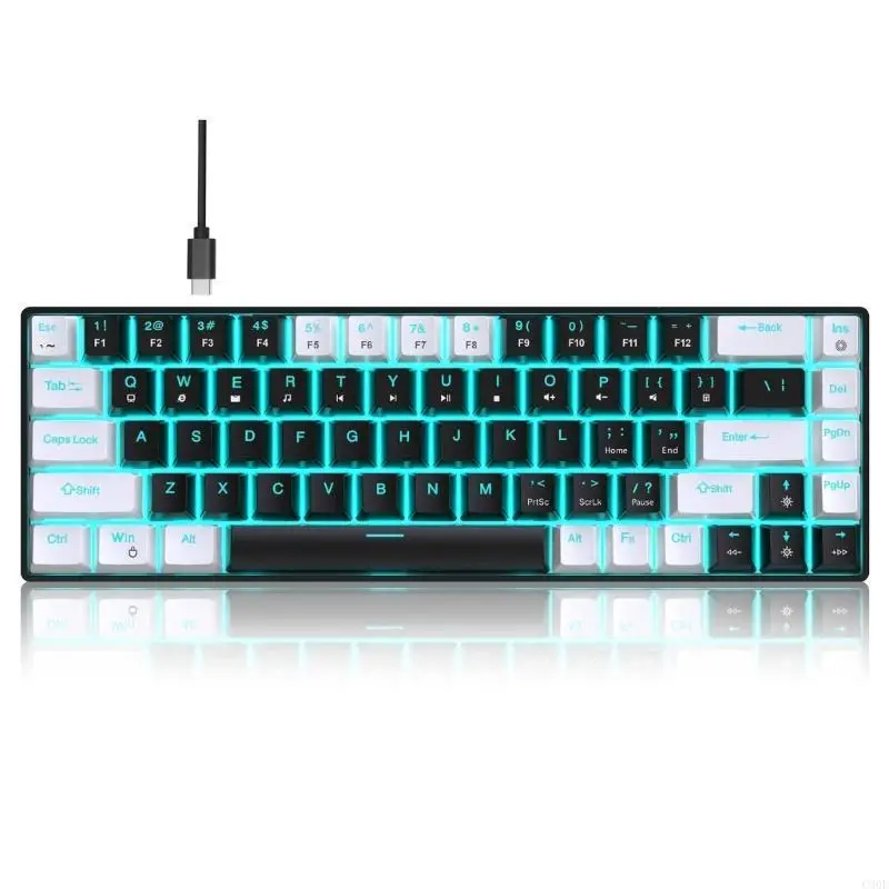 

C90F Hot Swappable Mechanical Keyboard, 68Keys Compatible Various Computer System Ergonomic Design and Long Data Cable