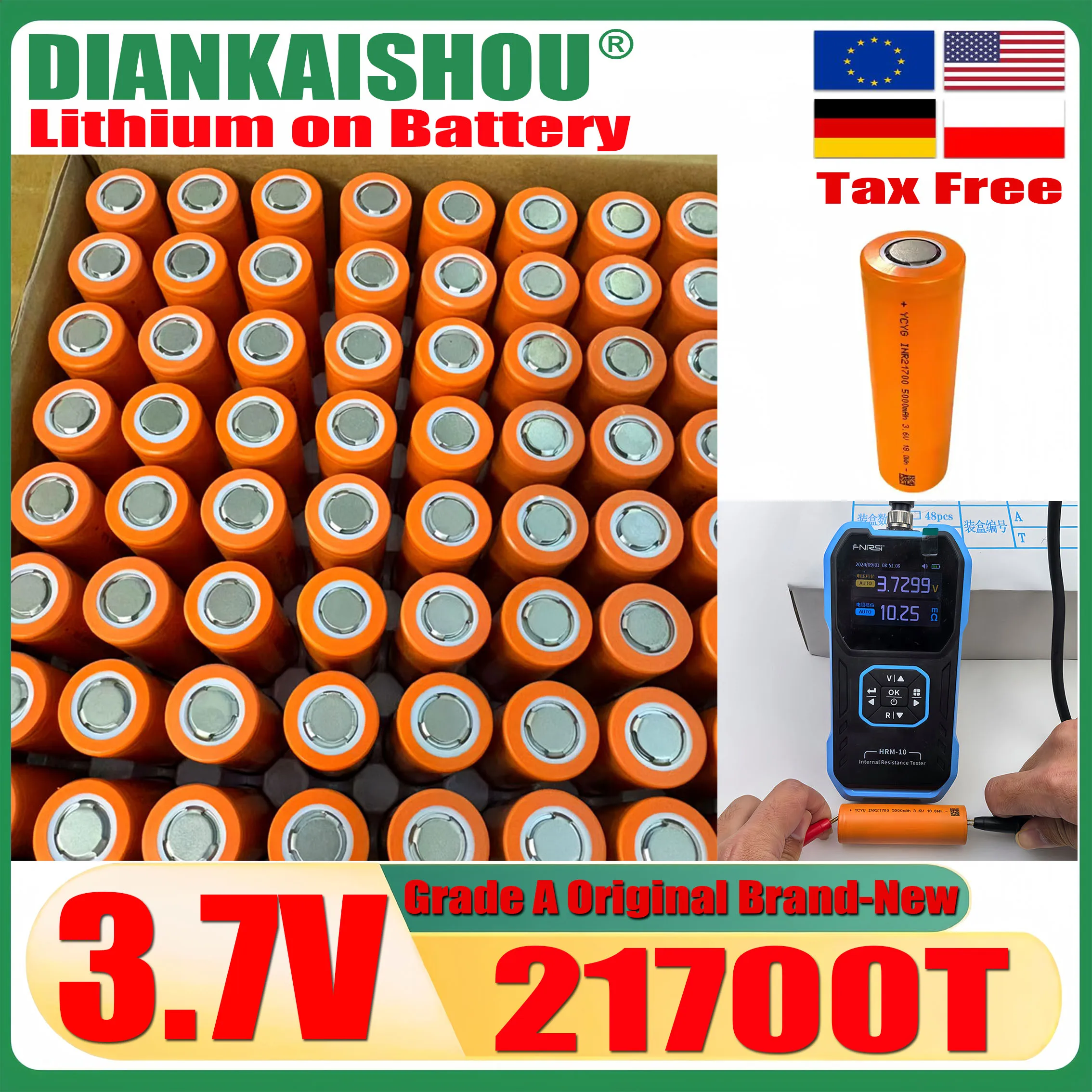 

10-100PCS 21700T Lithium Ion rechargeable battery 100% New 3.7V 5000mAh 40A power high discharge electric tool lithium battery