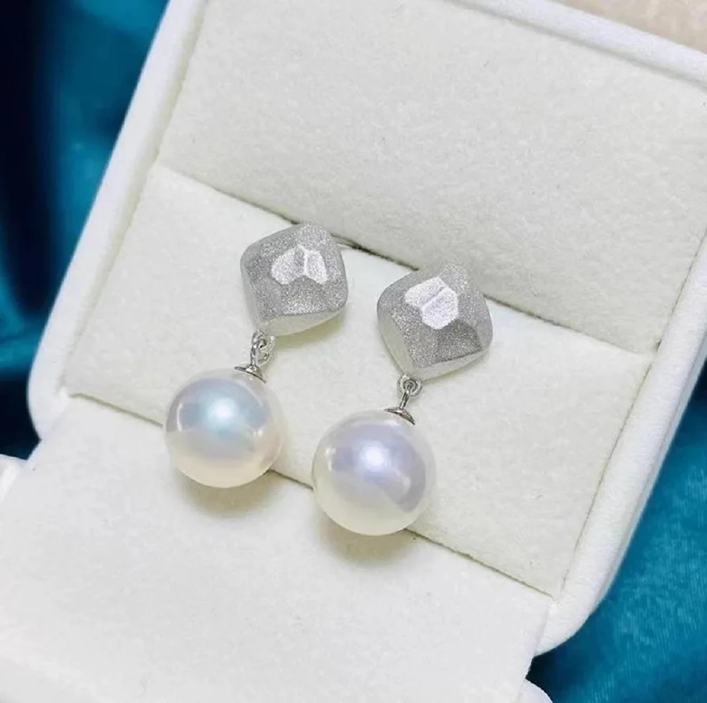 

Gorgeous and exquisite pearl earrings AAA8-9mm 9-10mm 10-11 mm natural South Sea white round pearl earrings 925s