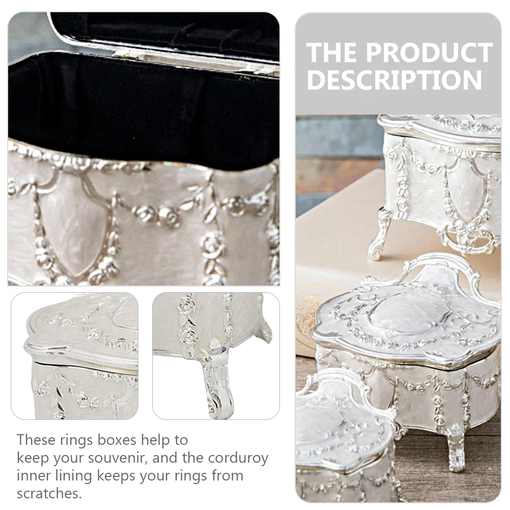 Wedding Jewelry Box Enamel Hinged Ring Case Small Treasure Storage Box for Rings Necklace Earrings Necklace Case