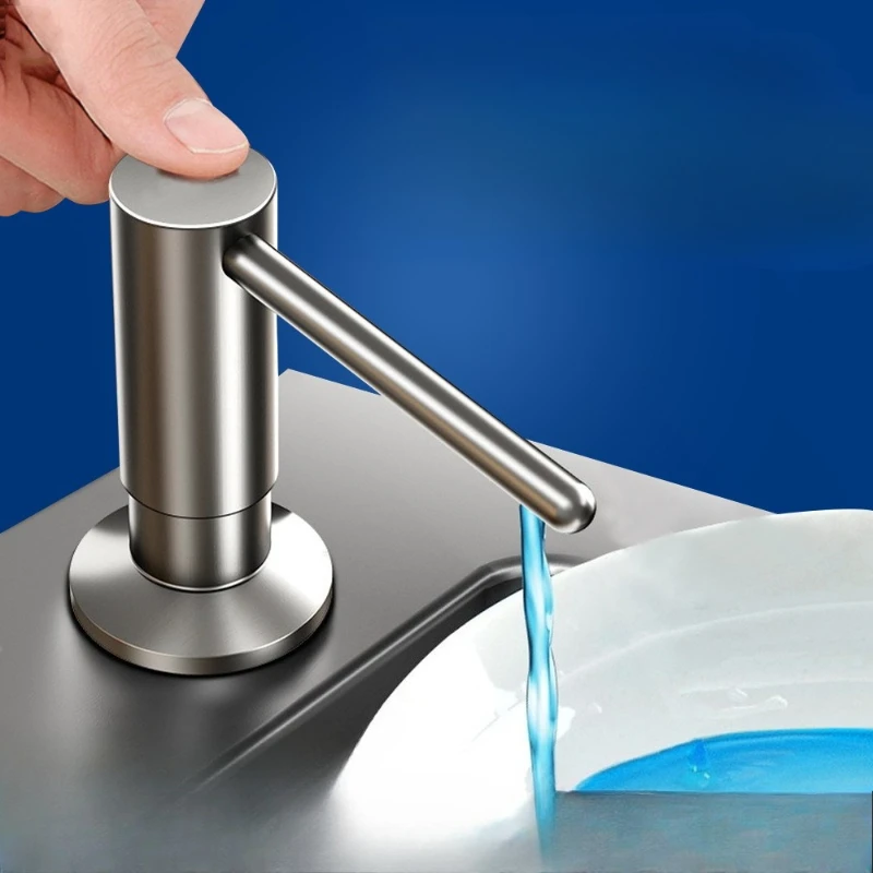 Kitchen Built-in Soap Dispenser with Extention Tube Counrtertop Dishes Dispenser Bottle Plastic Soap Dispenser for Kitchen Sink
