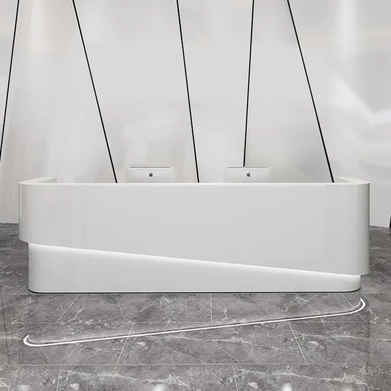 Paint Finished Lobby Reception Checkout Counter Bar For Office Building Shopping Mall Beauty Salon Commercial Front Desk Furnitu