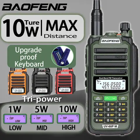 Talkie-walkie Tri-Power Baofeng UV-68 PRO MAX V2, radio bidirectionnelle haute puissance 10W avec antenne 711, longue portée, charge rapide Type-C