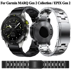 Quickfit 22/26mm Titanium Alloy Straps Bands For Garmin MARQ Athlete Adventurer Golfer Captain Aviator Epix Gen 2 Metal Bracelet