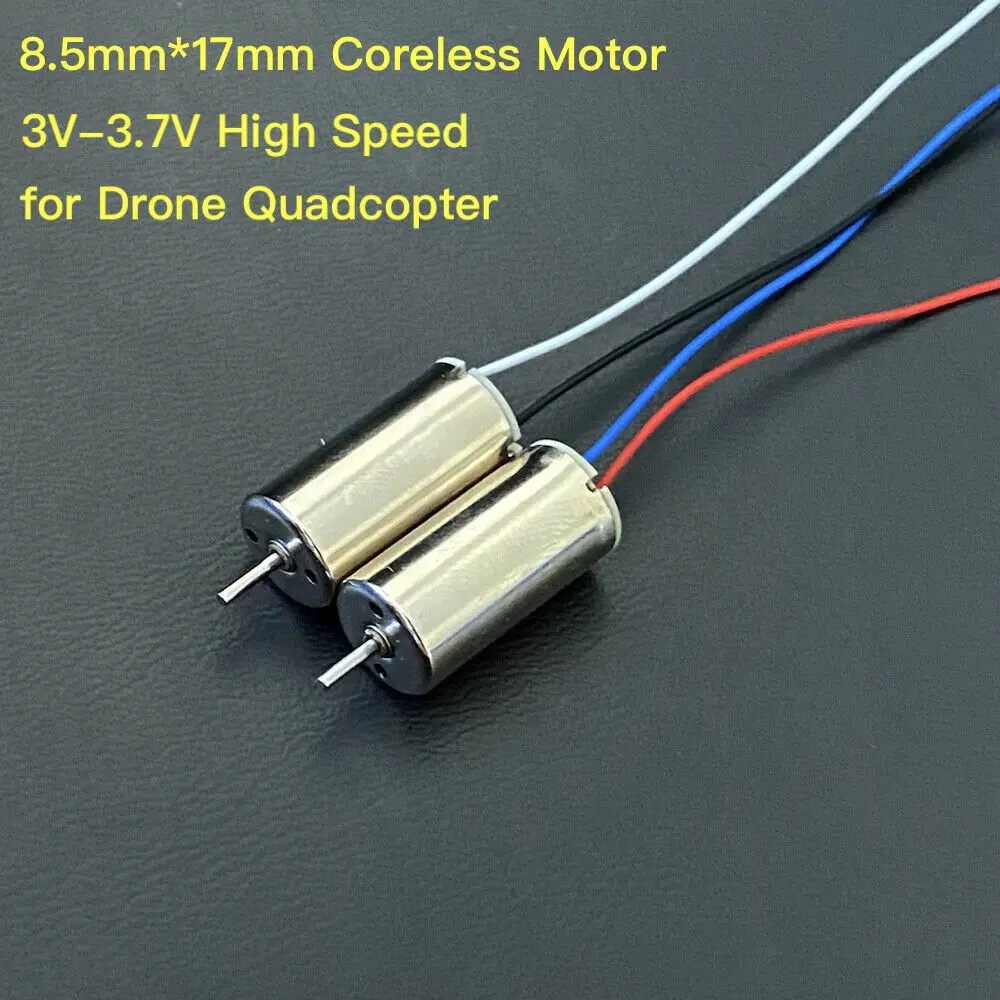 2pcs 8.5mm*17mm 8517 Mini CW CCW Coreless Motor DC 3V 3.7V 55000RPM High Speed RC Car Drone Quadcopter Electric Motor Engine