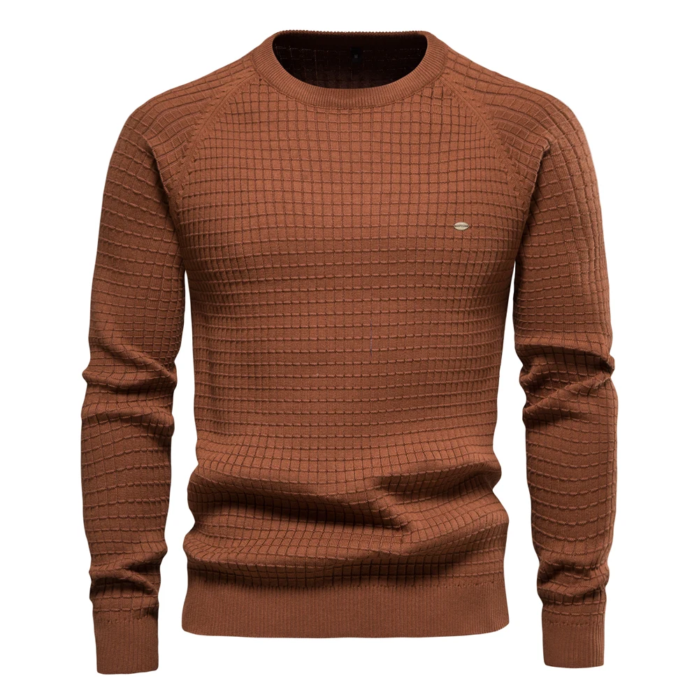

BabYoung 100% Cotton Soild Color O-Neck High Quality Mesh Pullovers Male New Winter Autumn Basic Sweaters For Men