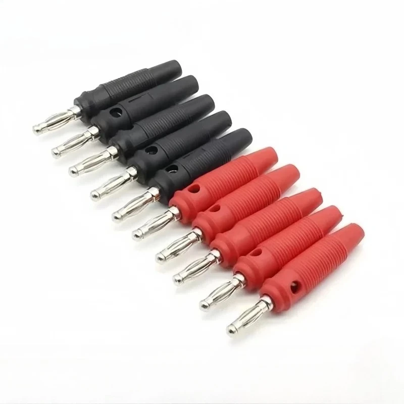 

10PCS Red and Black 4mm Solderless Side Stackable Banana Plug