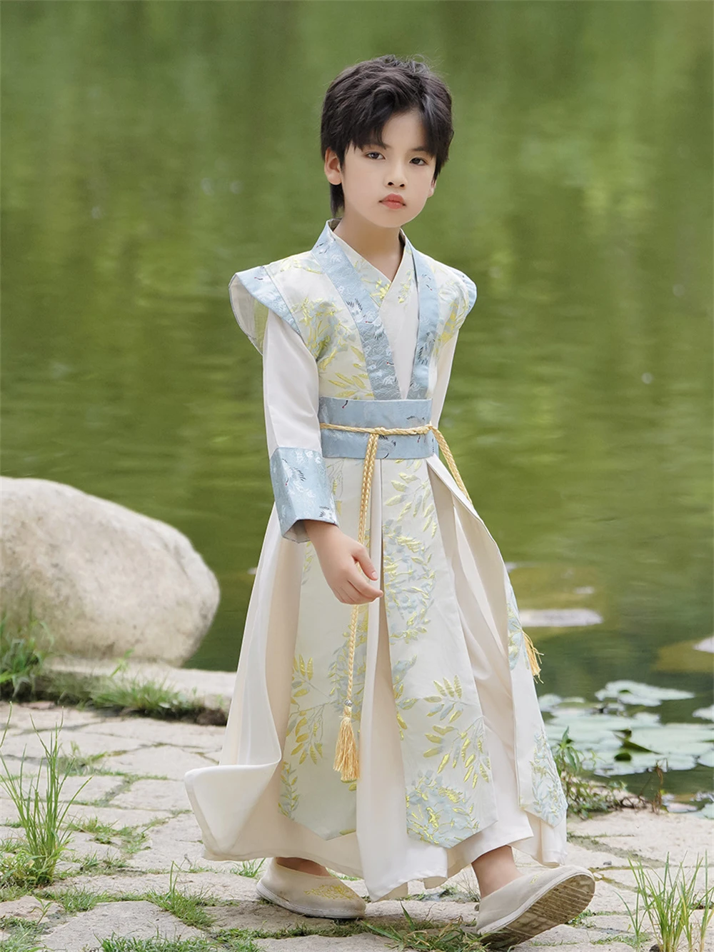 Conjunto de traje Hanfu para niños, traje Tang tradicional chino, bata antigua, ropa de actuación de escenario para niños, nuevo