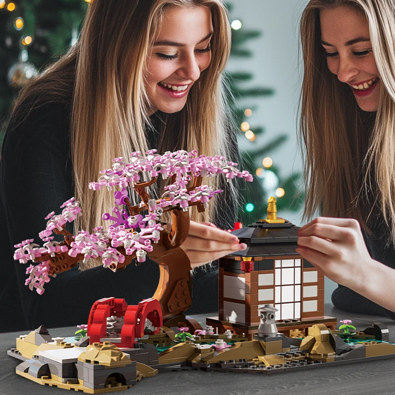 

Японский сад, сакура, дом, строительные наборы, настольный орнамент, модель, идея, строительные блоки, игрушки для детей, взрослых, подарки на день рождения, 916 шт.