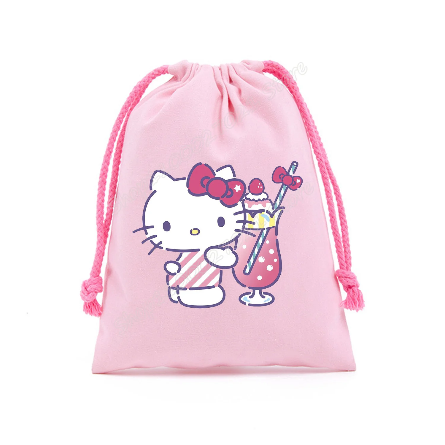 Hello Kitty Drawstring Bag Cute Cartoon Gift Bag Drawstring Pouch Anime Kids Pink Party Bag Storage Bags New Large Capacity Bags