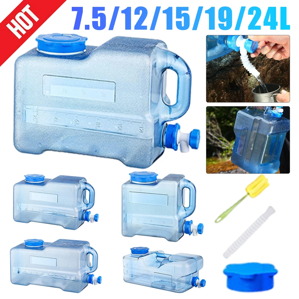 3/5/7.5/10/11L Drinking Water Bucket Portable Car Water Bucket Water Storage Carrier with Faucet for Outdoor Camping Cooking
