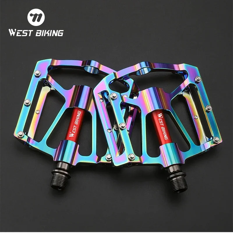 

WEST BIKING Bike Pedals Ultralight Aluminum Alloy MTB Road Flat Pedals Non-slip Colorful Bicycle Platform Pedals Bike Parts