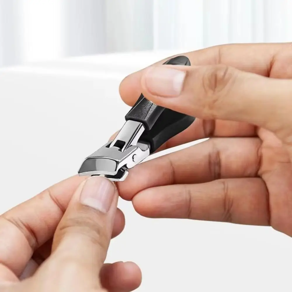 Cortauñas antisalpicaduras con borde inclinado, recortador de uñas de acero inoxidable, cortauñas con punta oblicua, alicates para cortar uñas con pico de águila