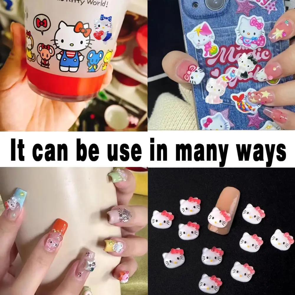 3d Kitty Katze Nail Art Charms, 3d Cartoon Kawaii Tempelle Einhörner Nagel dekorationen, Harz Nägel Schleim, Regenbogen Hourse