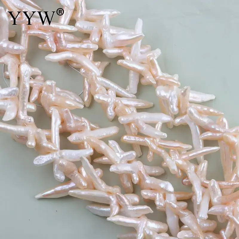 1 Stand 37 Cm Cultured Baroque Freshwater Champagne Pearl Special Cross Shape Beads 21x35mm For Women Needlework Jewelry Making