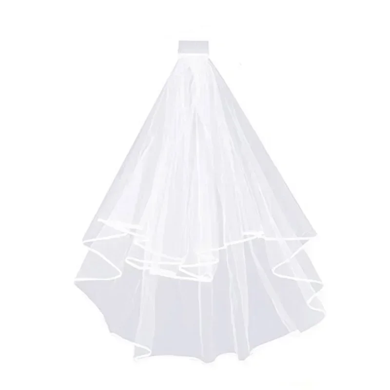 

Вуаль для невесты, белая, кружевная, свадебные аксессуары, двойная окантовка, свадебные украшения 2025