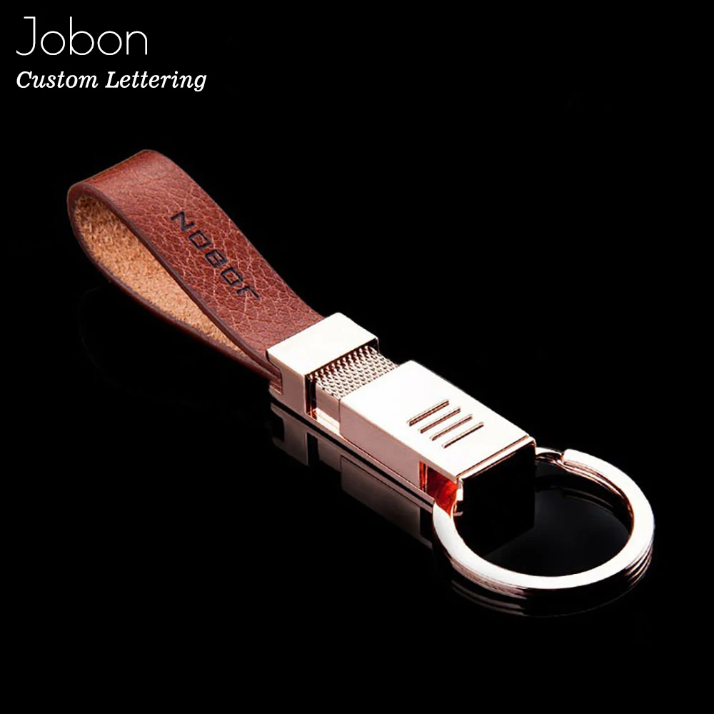 High-Grade Key Chain Women Men Custom Lettering Cowhide Keychains Leather Car Key Holder Metal Bag Pendant Best Gift Jewelry