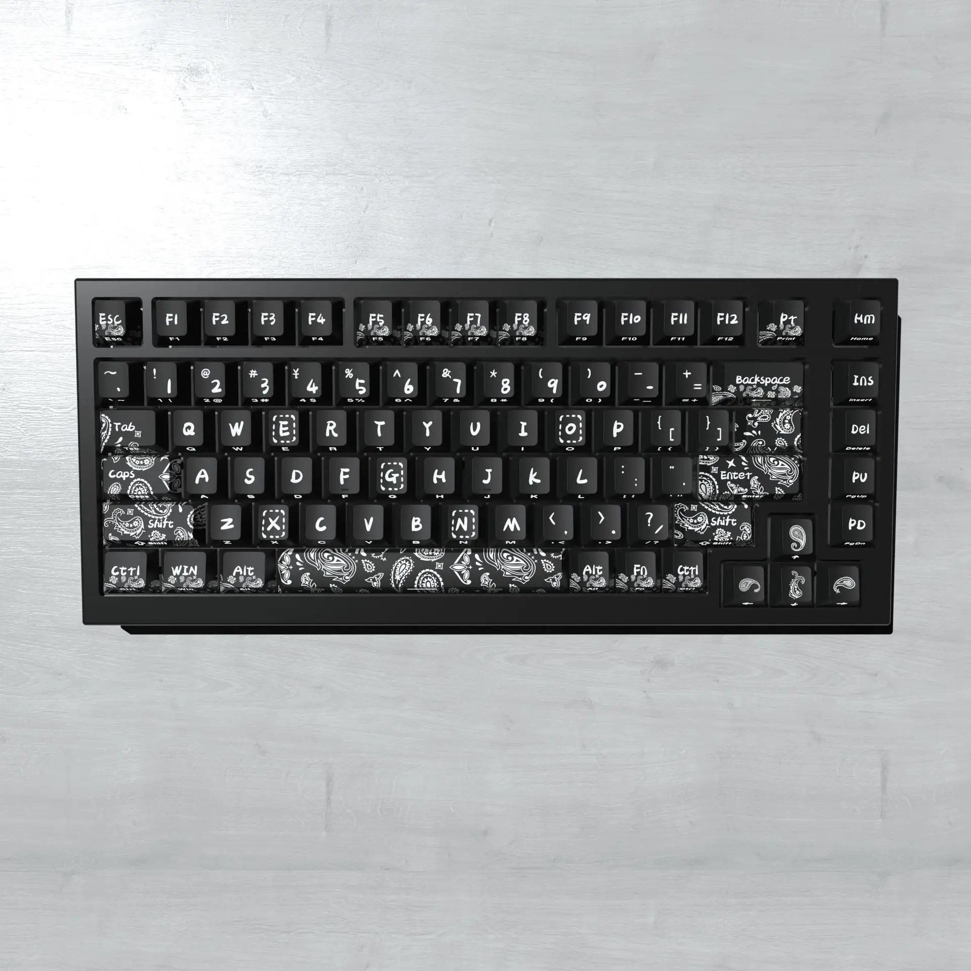 130 Keys Cashew Flower Keycaps  Cherry Side Engraved Transmission PBT Dye-sub Key Caps for ROG Night Demon Mega Lion Wooting