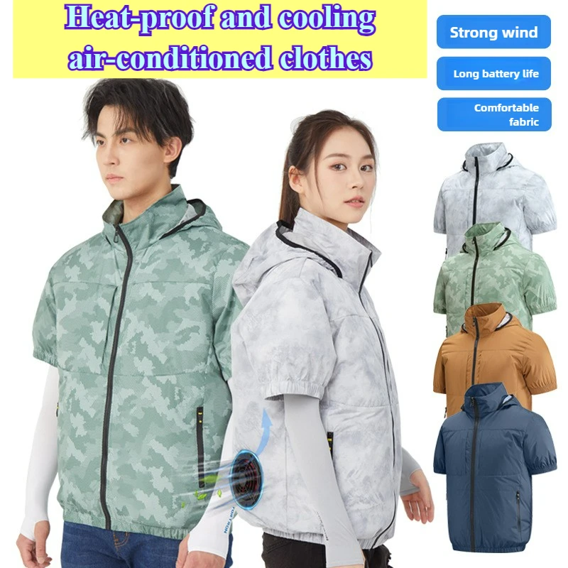 Men Summer Air Conditioning Clothing Fan Cooling Vest New USB Charging Cooling Sport Sleeveless Jacket Man Outdoor Camo Overalls