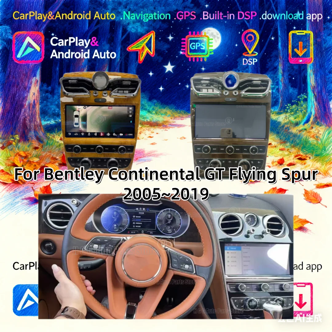 10.9 Inch Multimedia Android 14 Video Player For Bentley Continental GT Flying Spur 2005~2019 GPS Navigation Car Radio Head Unit