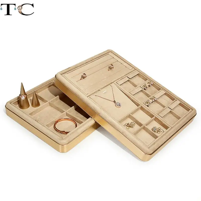 Can Be Combined Arbitrarily Jewelry Display Set Tray Metal Arc Frame Jewelry Display Tray Ring Pendant Necklace Storage Tray