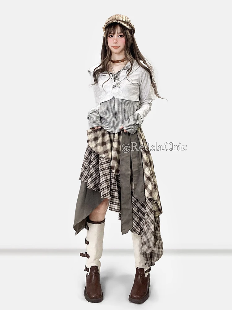سترة بغطاء للرأس من REDDACHiC سترة Y2k جمالية من حجر الراين وأكمام طويلة سترة بقلنسوة ملابس خريفية عتيقة #3