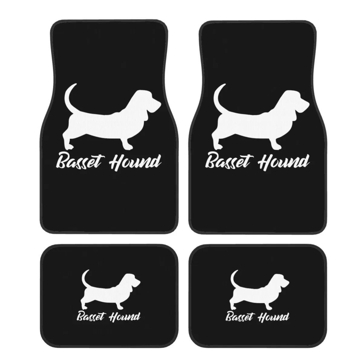 

Basset Hound Print Car Floor Mats Set of 4 Vehicle Front Rear Carpets Non-Slip Auto Foot Mats Universal Fit for Van Truck SUV