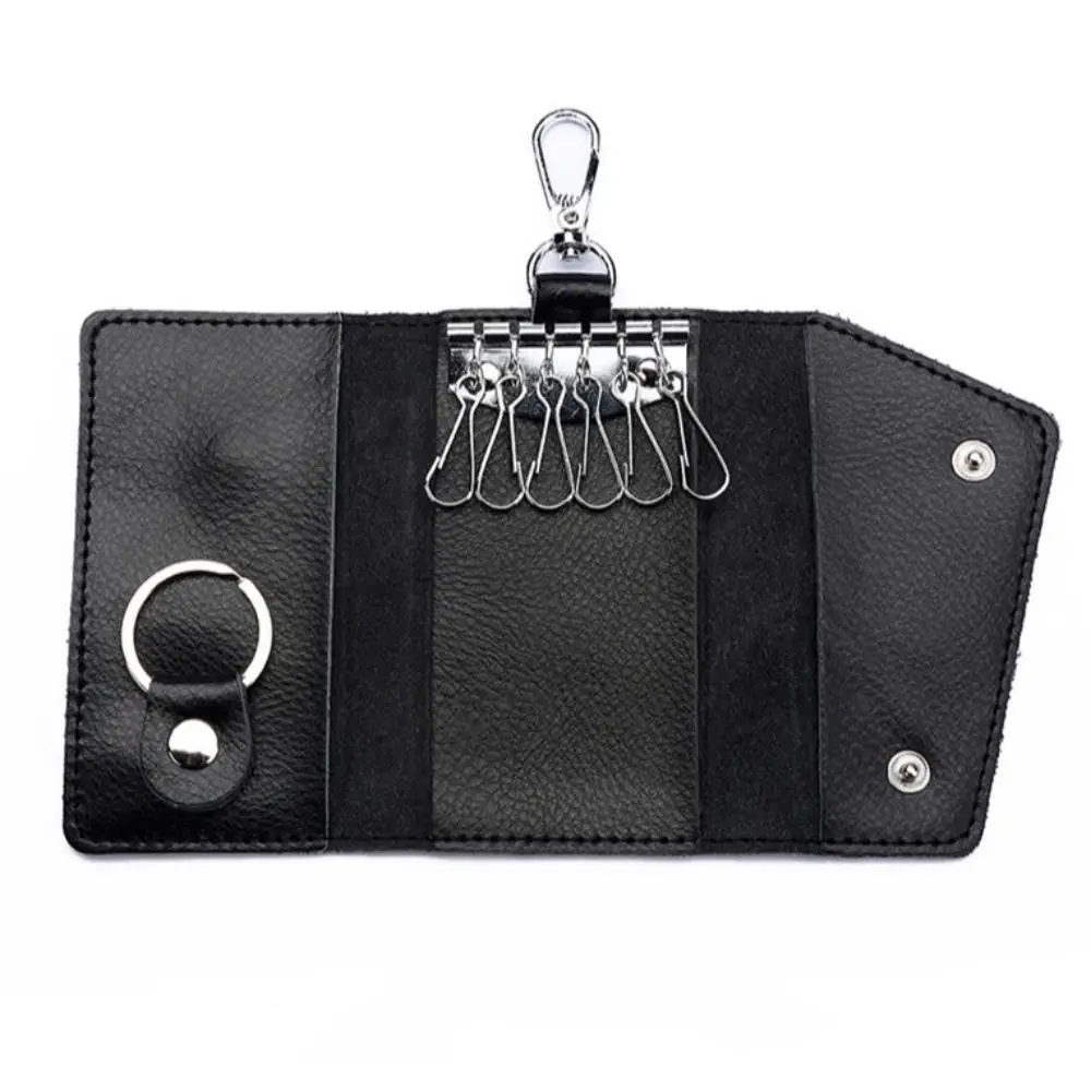 Cow Split Genuine Leather Keychain Housekeeper Key Case Key Holder Organizer Pouch Storage Bag Mini Card Bag Car Key Wallet