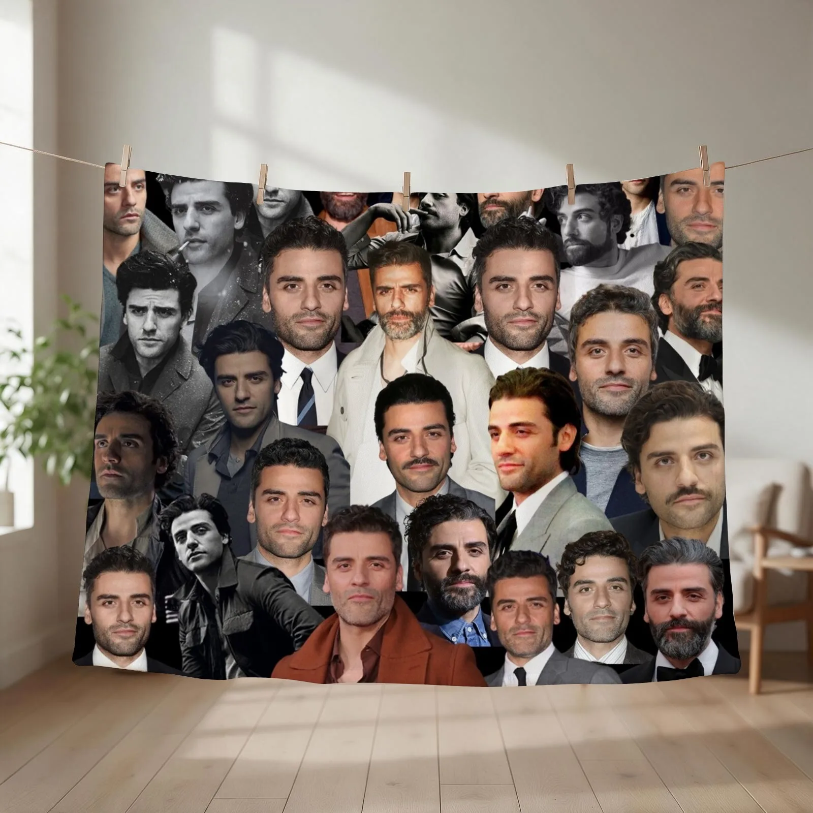 oscar isaac photo collage Throw Blanket couch cozy soft plush fuzzy picnic outdoor blanket