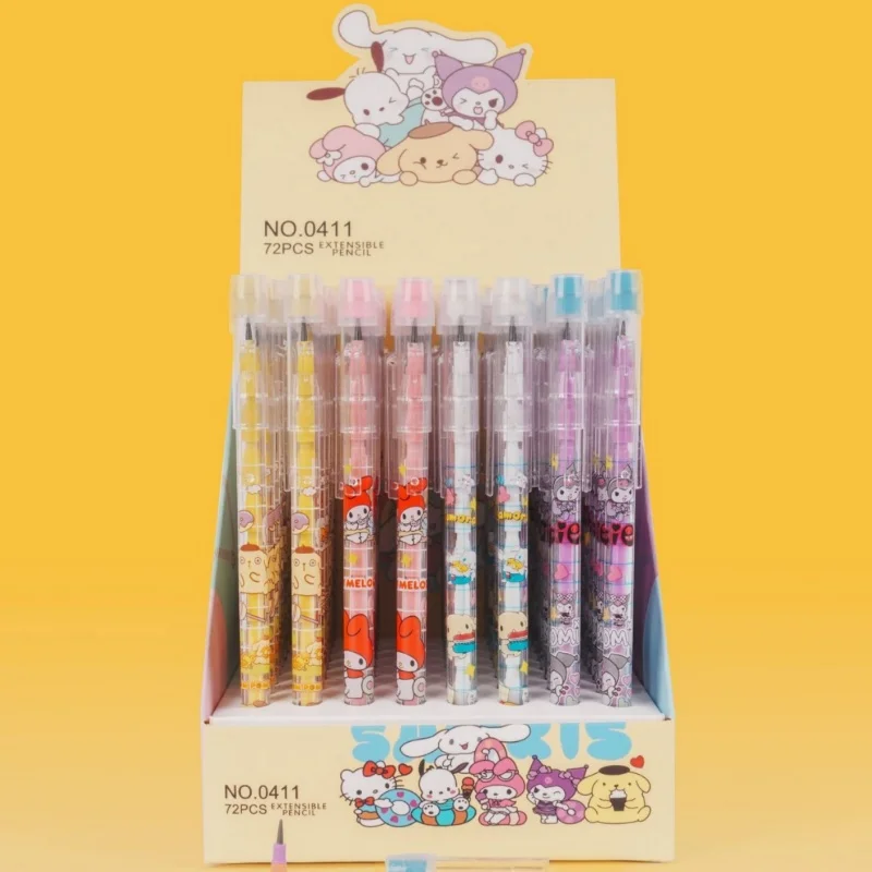 72pcs/lot Kawaii Sanrio No Sharpening Pencil Creative School Building Blocks Pencil Detachable Egg Laying Pen Kids Stationery