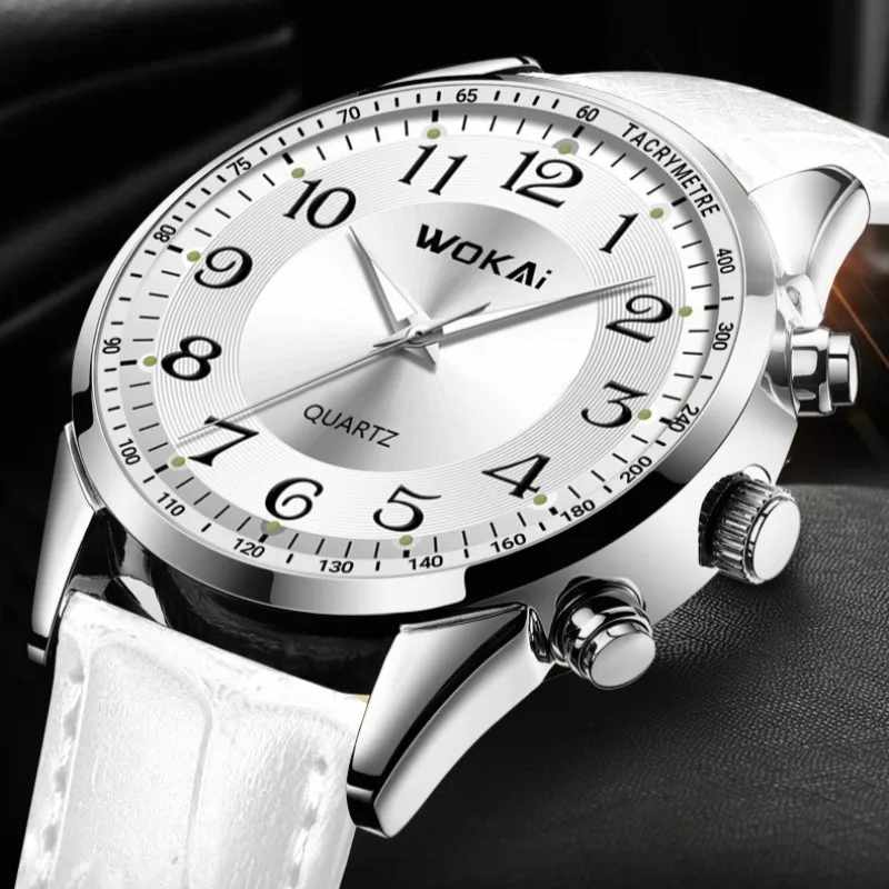 

Top Brand Luxury Watch Men Casual Sports White Watches Leather Band Quartz Wristwatches Men Men Watches Relogios Masculino