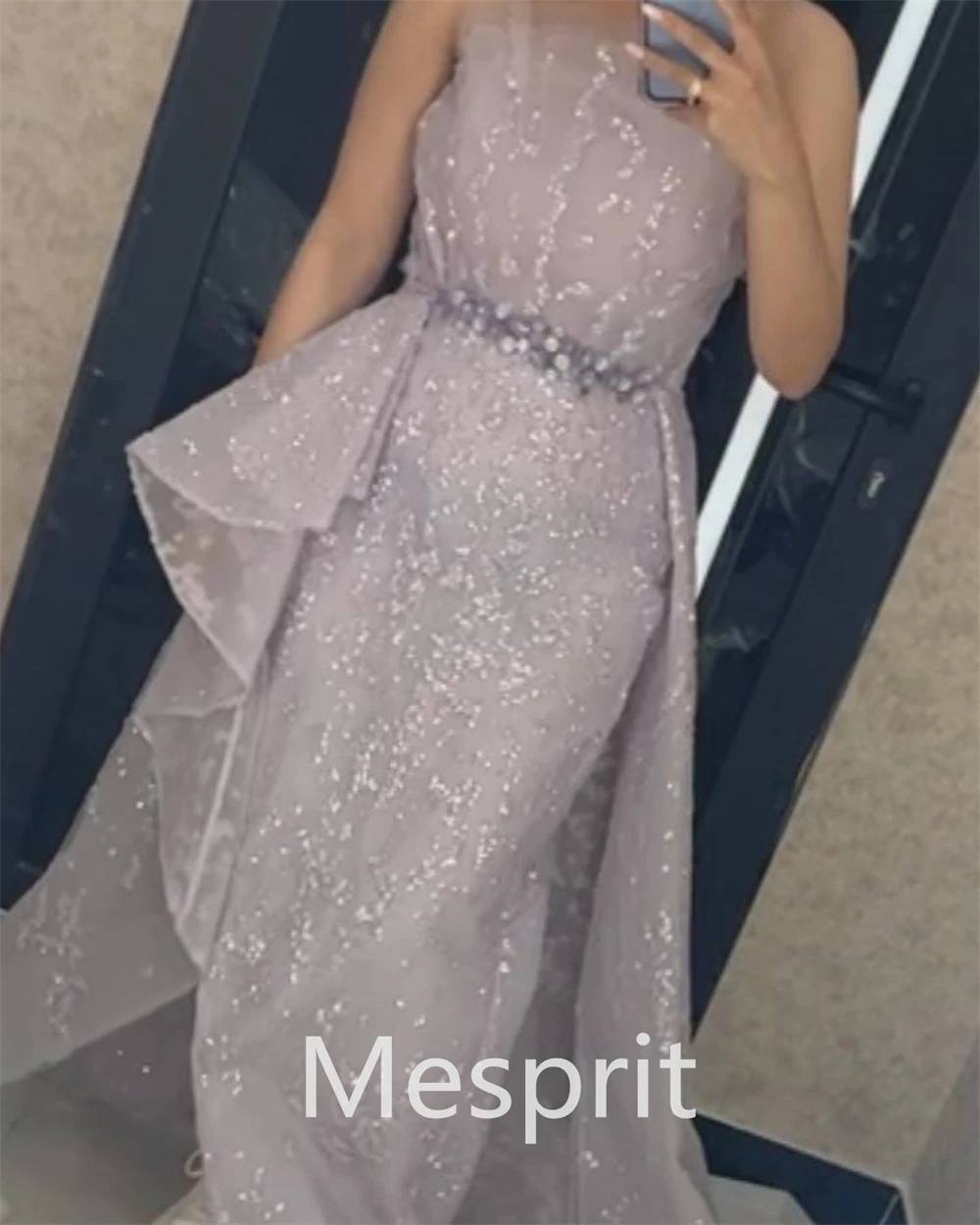 Robe de Soirée Trapèze Personnalisée, Sans Bretelles, Tenue de Bal, Paillette, Perles, Organza, Haute Qualité, à la Mode