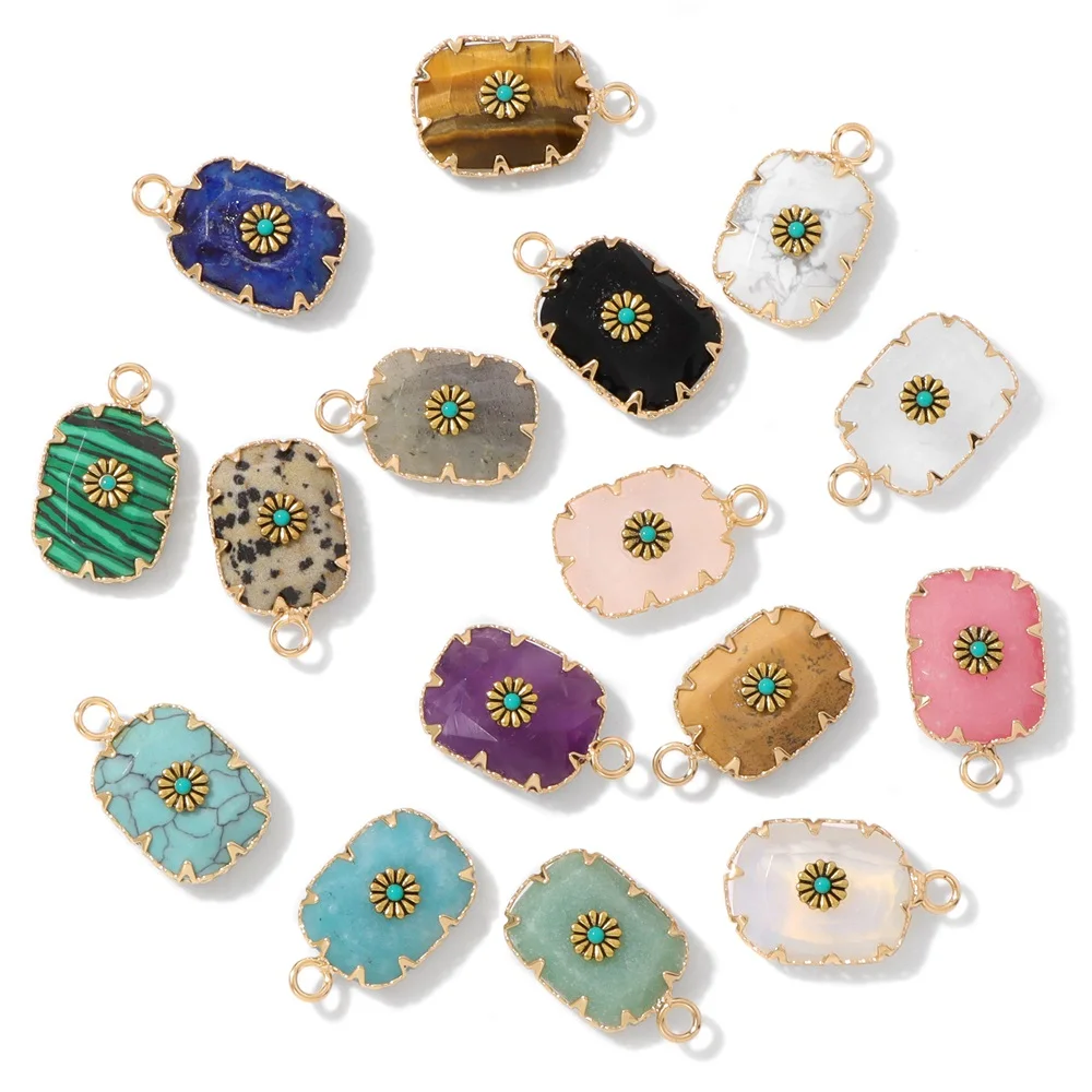 

2 шт. модный кулон из натурального камня, инкрустированный ромашкой, ожерелье «сделай сам», браслет, серьги, аксессуары для изготовления ювелирных изделий ручной работы
