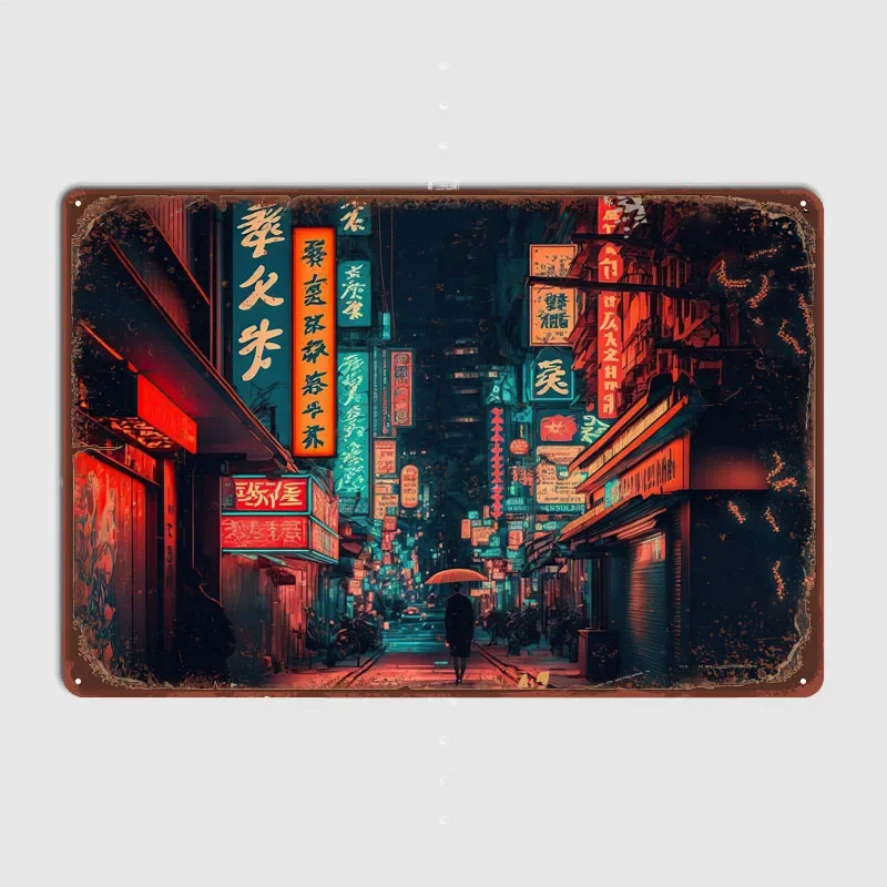 Tokyo Neon Japanese Gamer Room Decoration Vintage Metal Signs for Pub Club Coffee Bar Wall Decoration Retro Tin Signs Customized